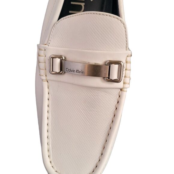 Calvin Klein Men's Maddix White Loafer Driving Shoes sz 9 Driver Silver - Picture 3 of 8